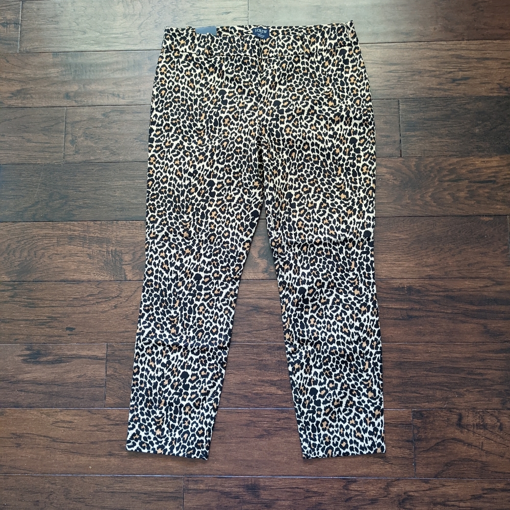 NWT J Crew Factory Leopard Print Winnie Ankle Pant in Stretch Cotton